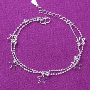 GELANG TITANIUM KOREA ANTI KARAT AKSESORIS GELANG SILVER WANITA STAINLESS STELL