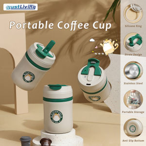 JustLiving 480ML/580ML 304 Stainless Steel Portable Reusable Coffee Mug on-The-Go Travel Vacuum Cup Cold/Warm Leak-proof Tumbler Office Home Supplies Traveling Coffee Mug Water Cup Large Capacity