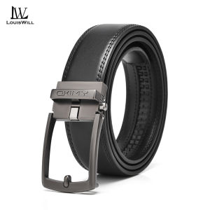 LouisWill Fashion Mens Belt Automatic Buckle Imitation Needle Buckle Belts Soft PU Leather Belt Retro Litchi Pattern Belt 120cm Scratch Resistant Belts Business Belt Leisure Belt Gentlemen Belt for Men