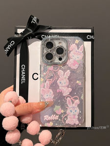 Cute Strawberry Rabbit Silicone Phone Case for  16ProMax 17Pro 15Plus 13 Lens Full Cover Protection 14pm with Lanyard