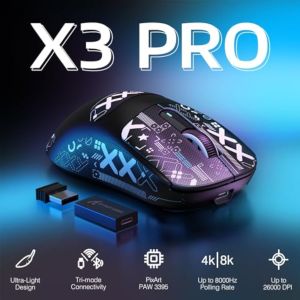 ATTACK SHARK | Attack Shark X3Pro Wireless Bluetooth Gaming Mouse PixArt PAW3395 26000dpi Optical Mouse Tri-Mode Connection Macro Gaming Mouse