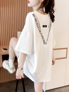 American Retro Hollow out Mid-Length Short-Sleeve T-Shirt Women Summer New Style Fashionable plus Size Slimming Meat Covering Top