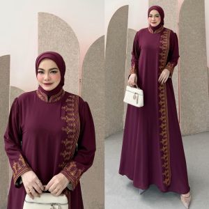 Gamis Set Hijab Terbaru Fatimah Dress Bordir Mewah Matt Ceruty Babydoll Lembut dan Nyaman