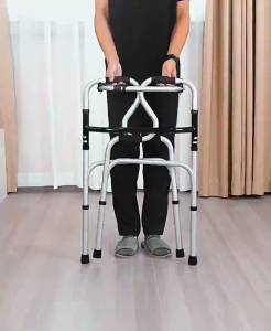 Foldable stainless steel adult walking aid wheeled walking assistance device mobility-impaired walking aid