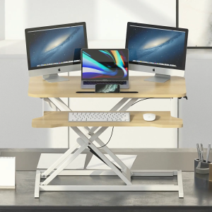 New installation-free Lifting computer desk Standing Desk Ergonomic Converter | Two-tier Height Adjustable Table Riser | For Dual Monitor | Sit Stand Lifting Table off