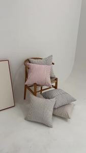 2pcs Striped Cotton Linen Farmhouse Throw Pillow Covers 45x45cm Modern Decorative Cushion Case for Couch Chair Bedroom Christmas
