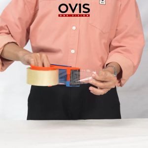 Lakban Isolasi 2 Inch x 200 Yard Coklat Dan Putih Bening Clear Transparan OVIS