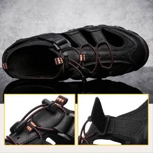 2025 Genuine Leather Men Sandals Casual Leather Sandals for Men Beach Male Sandals Outdoor Beach Sandals Big Size