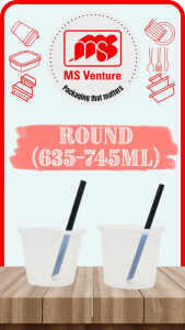 {MSV-WS} Beverage & Dessert Cups with Lid (635ml-745ml) Anti Leak Durable Reusable for Food Storage MS 25A MS 30