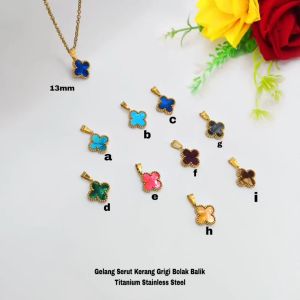 liontin Bunga Kerang Grigi Bolak Balik Anti Karat Anti Luntur UK 78 & 13mm Titanium Stainless Steel
