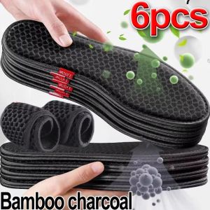 hot selling🔥3Pairs=6Pcs Bamboo Charcoal Deodorant Insoles Mesh Breathable Absorb-Sweat Shoe Pads Men Sports Shoes Antibacterial Insert Insoles