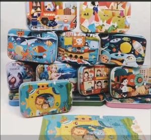 Jigsaw Puzzle Edukasi Kayu Kaleng Isi 60 Pcs