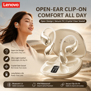 Lenovo | Lenovo TA320 Over-Ear Hook Wireless Earbuds Bluetooth 5.4 Touch Control Long Battery Life Built-in Call Microphone Sports Earbud