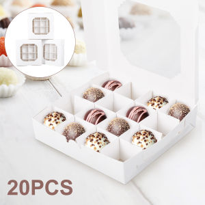 20/40pcs Empty White Pick And Mix Sweet Boxes With Inserts Clear Window And Divider For Chocolate Sweet 16-Compartments Boxes