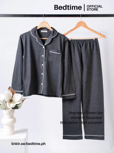 Peaches n Cream - Womens Long Sleeve Button Down Pajama Set - 2026 Plain Collection 2