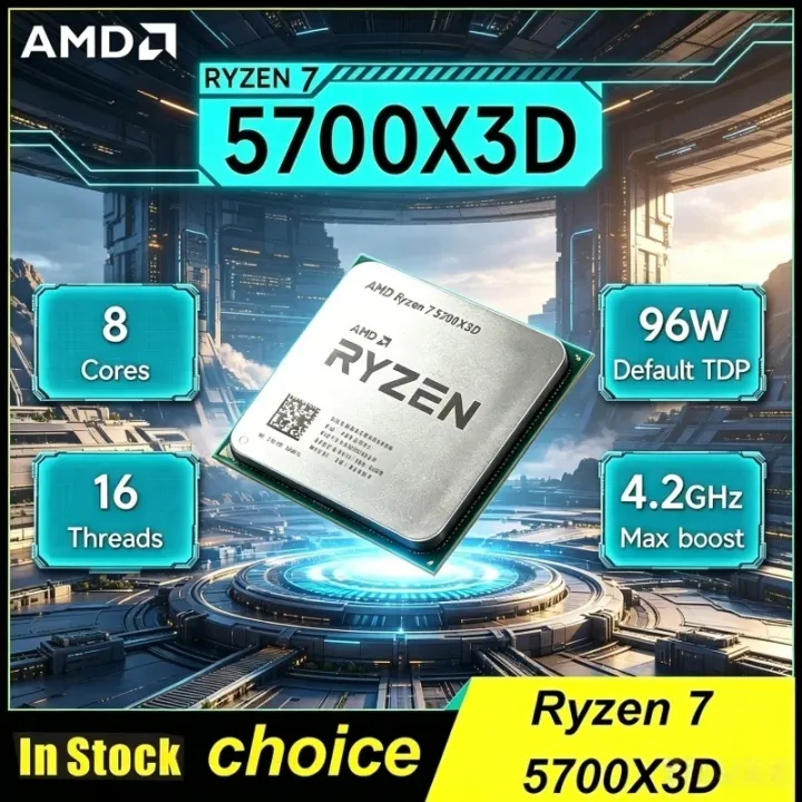 AMD | AMD Bulk CPU Ryzen 7 5700X3D 8-Core 16-Thread 3GHz Base Up to 4.1GHz 105W Ryzen 5000 Series AM4 DDR4 for X570 B550 Motherboard