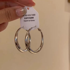 Retro Silver Geometric Circle Earrings Luxury Minimalist Design Elegant Fashion Jewelry Ear Cuffs Alloy Plated Silver Gold