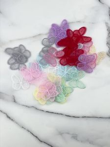 (60 Pieces/bag)Size 4x4.3cm Embroidered Small Bow Cute Style Girl Hair Clip Making Diy