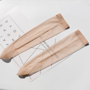 Womens Mid-Calf Silk Stockings Thin Transparent Anti-Catch Thread Summer Autumn Sun Protection Half Tube Meat Color Long Socks