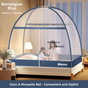 TIANZHENTONGXIU | Easy-Setup Folding Thickened Round Top Full Bottom Double Bed Mosquito Net 1.8m