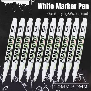 1.0/3.0mm Oily White Marker Student Quick Dry Writing Pen Waterproof Permanent Graffiti Pen Metal Glass Tire DIY Marker