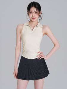Lanwen | Slimming Polo Collar Sleeveless Sports Vest Yoga Top