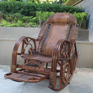 New Chinese Style Natural Rattan Woven Rocking Chair Adult Leisure Chair Bed Balcony Nap Elderly Waist Protection Chair