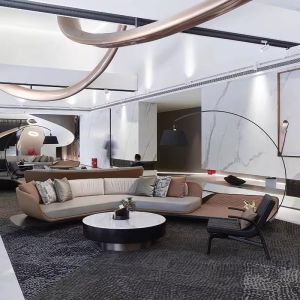 Italian Style Reception Sofa Seat Villa Sales Office Reception Curved Sofa Large Flat Layer Hotel Lobby Living Room Furniture