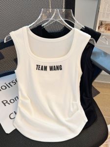 เสื้อกั๊กแขนกุดคอตตอนทรงเข้ารูปสำหรับผู้หญิงในช่วงฤดูร้อน สไตล์อเมริกัน แขนกุด ปิดด้วยซิป ปกปิดหน้าอกด้านข้าง แฟชั่นสำหรับผู้หญิงวัย 25-29 ปี