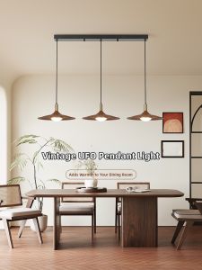 AOMAO | Retro Japanese Dining Chandelier Walnut Wood Tone 3 Heads