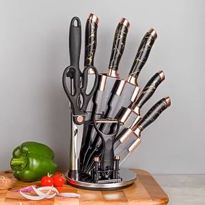 9 Pcs Knife Sets Kitchen Knife Sets Stainless Steel Chef Knives Cooking Knife Scissors With Acrylic
