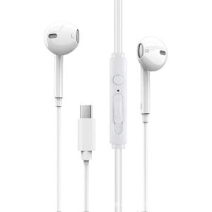 Wired Earphones Type-C Semi In-Ear Flat Port Compatible With Android Phones Tablets With Built in Microphone And Bag