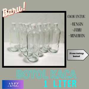 BOTOL BENSIN ECERAN UKURAN 1 LITER/PAKET 10 PCS /BOTOL+TUTUP