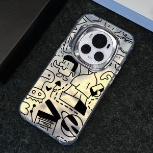 Applicable to Huawei Honor Magic6 Phone Case New Arrival Frosted Silver Electroplated Magic5 All-Inclusive Drop-Resistant Mens and Womens Magic4 Unique Creative Trendy Brand Minimalist Line Graffiti Pro Protective Case