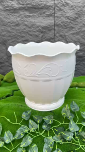 Bộ 02/04 Chậu Bom Lùn 17x14.5cm Trồng Hoa Nhựa Dày Bóng Đẹp Màu Trắng