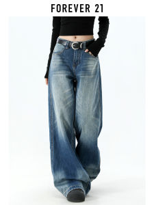 American Retro Blue Wide Leg Jeans Womens Summer New Low Waist Loose Drapey Straight Long Pants Cotton Casual Trousers
