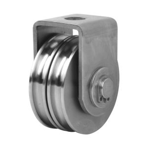 Heavy Duty 304 Stainless Steel Sliding Gate Roller Double Wheel Double Bearing V/U Groove Silent Pulley For Loading Or Moving