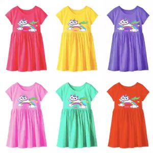 Dress anak perempuan gambar Cat Rainbow 2-6 tahun
