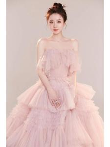 ชุดแต่งงานสไตล์หวาน กระโปรงทรงเอ แขนกุด ผ้าอีเจน ชุดราตรี ฤดูร้อน 2024 ชุดแต่งงานกลางแจ้ง ชุดเดรสยาวปานกลาง