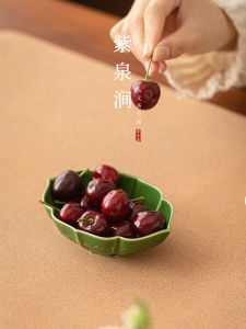 Creative Mini Small Size Ceramic Tea Snack Plate Hibiscus Dragon Pattern Simple Modern Style Home Decoration Fruit Basket