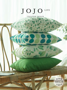 Fresh Green Leaf Polka Dot Pillowcase Home Sofa Cushion Cover Square Polyester Material Non-Washable Universal Jojos L. PD