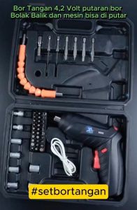 Mesin Obeng Listrik Bor Cordless Tools Screwdriver Set Koper 47 pcs