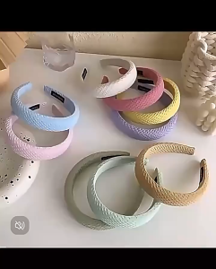 Bando Grid Aesthetic Warna Soft Pastel Headband Tebal Empuk Fashion Daily Korean Style