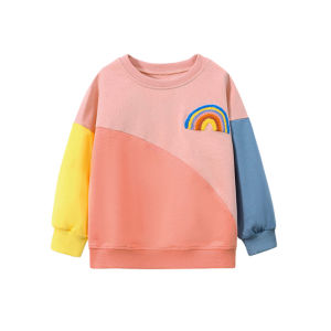 2-7T Autumn Spring Fashion Girls Sweatshirts Rainbow Long Sleeve Toddler Kids Clothing Sport Baby Hooded Shirts Clothes Shirts