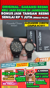JAM COUPLE ORIGINAL ALEXANDRE CHRISTIE AC1011 JAM AC 1011 Full black - Stainless Steel - JAM TANGAN PRIA JAM TANGAN WANITA + JAM TANGAN PASANGAN ALEXANDRE CHRISTIE ORIGINAL S003