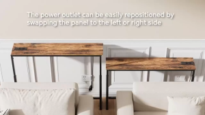 Adjustable Height Side Table Narrow Table Bed Side Table with Power Outlet USB Ports Sofa Side Storage Rack Narrow Rack Console Table Long Side Table Bedside for Office Living Room Hallway