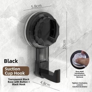 Rotatable Suction Cup Hook No Drilling Heavy Duty Vacuum Installation Bathroom Kitchen