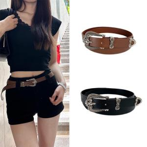 Cool Girl American Retro Y2K Wide Belt Punk Design Sensation Small Crowd Spicy Girl Leather Belt Decorative Match Waist Belt