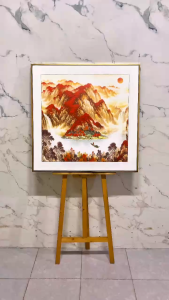 Tranh Sơn Thủy Hồng Vận Tranh Phong Cảnh Tranh Canvas Tranh Tráng Gương Tranh Phòng Khách