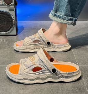 Mens Summer Trendy Slippers Breathable Slip-On Beach Driving Dual-Purpose Soft Bottom Anti-Slip Casual EVA Flat Sandals